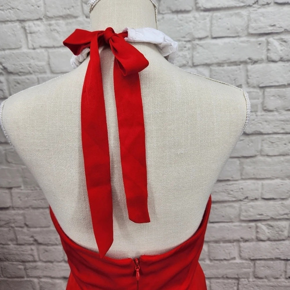 BCBGMAXAZRIA Milania Chain Link Red Berry Halter Maxi Dress Size 4 NWOT - Picture 9 of 15